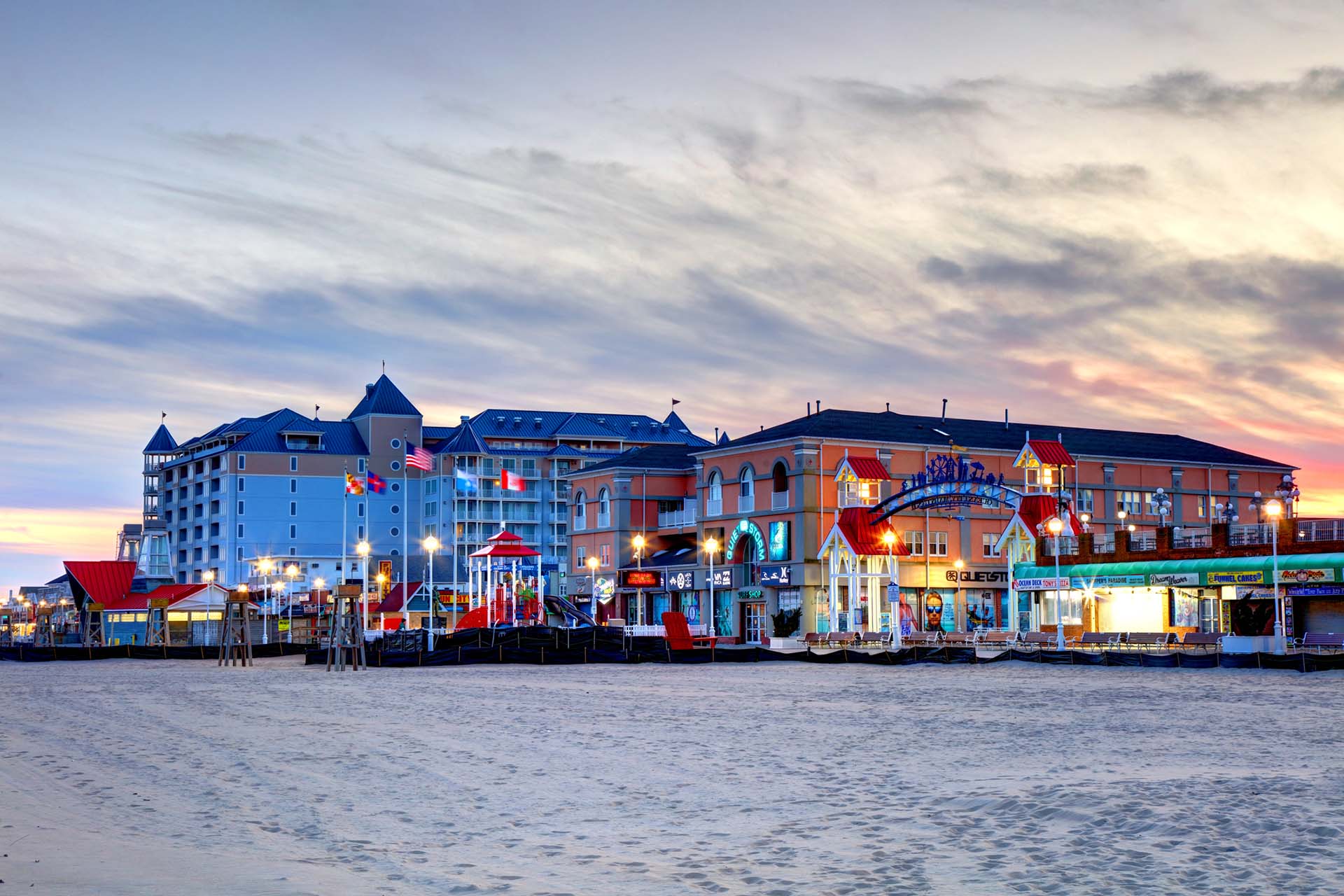 Beach side entrance to boardwalk in Ocean City